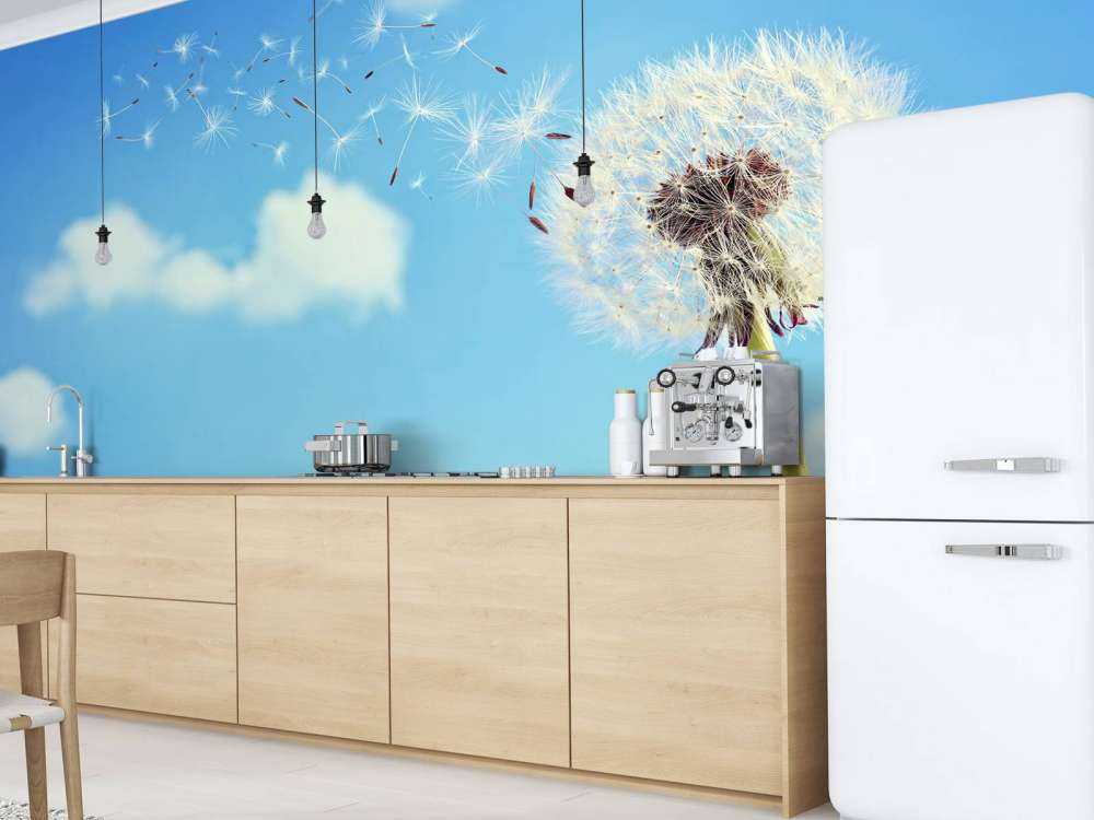 Vliegende paardenbloemzaadjes