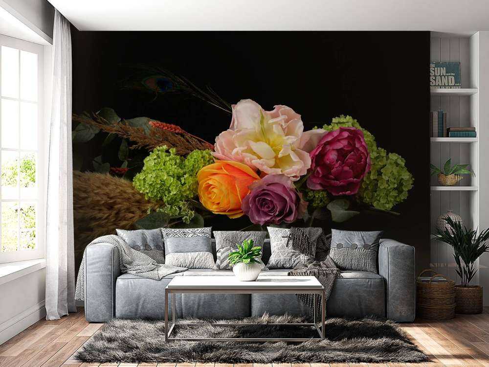 Bloemenboeket met veer