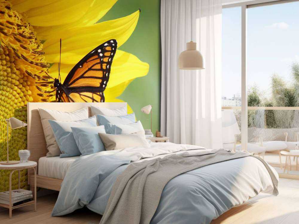 Oranje Vlinder op Zonnebloem