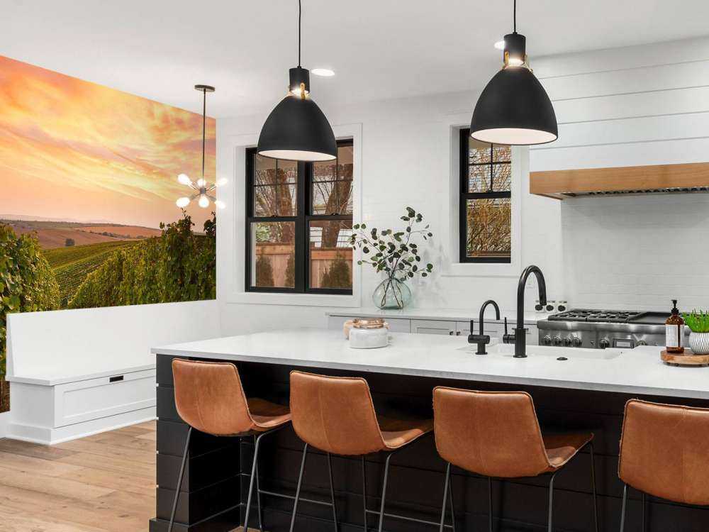 Wijngaard bij zonsondergang