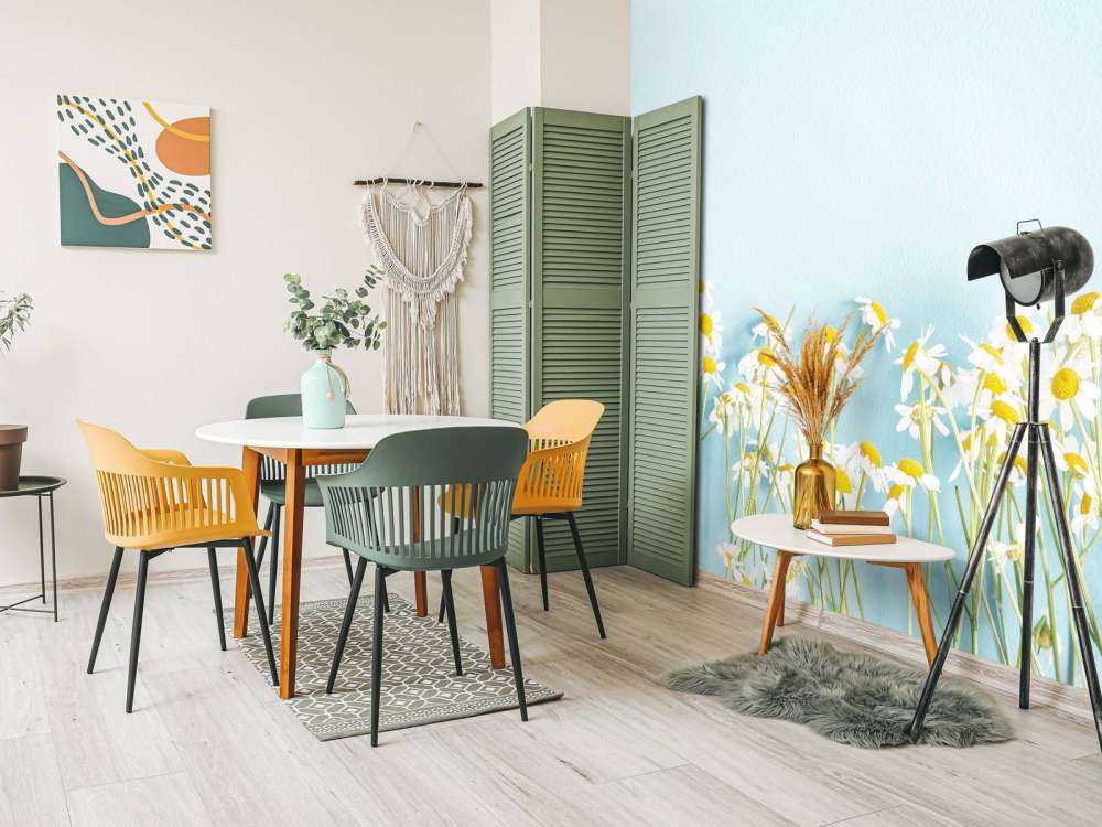 Kamille bloemen met een blauwe achtergrond