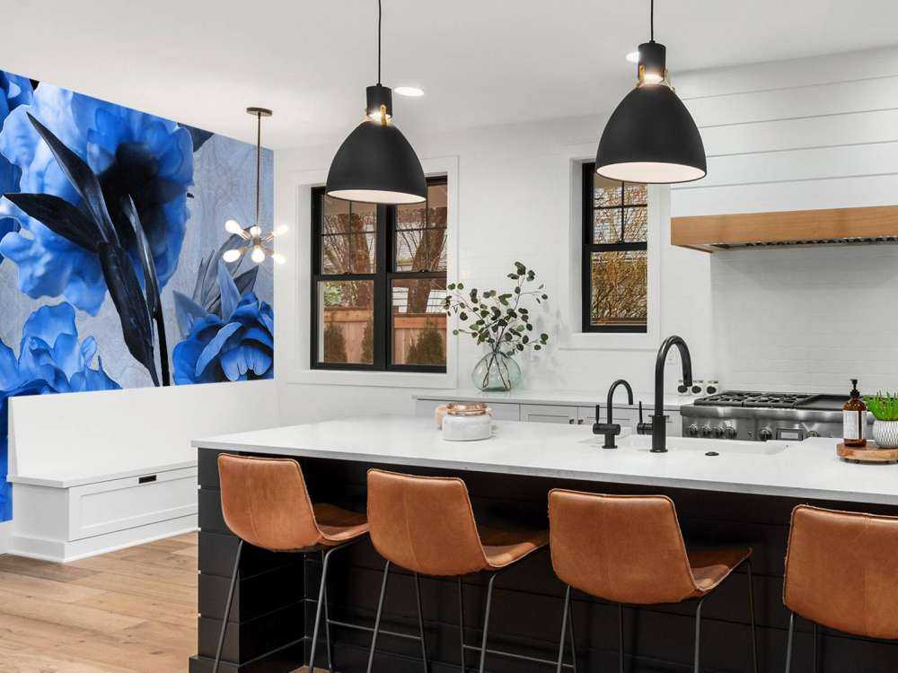 Aquarel van blauwe bloemen