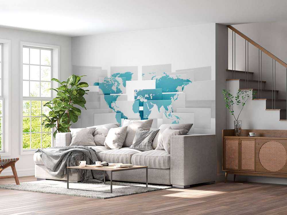 Wereldkaart op rechthoekig canvas