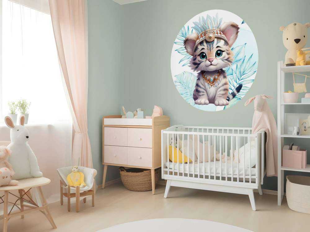 Baby tijger en blauw blad
