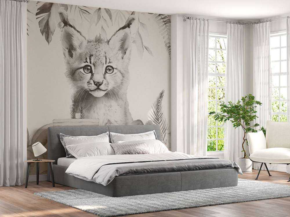 Baby lynx in de jungle beige