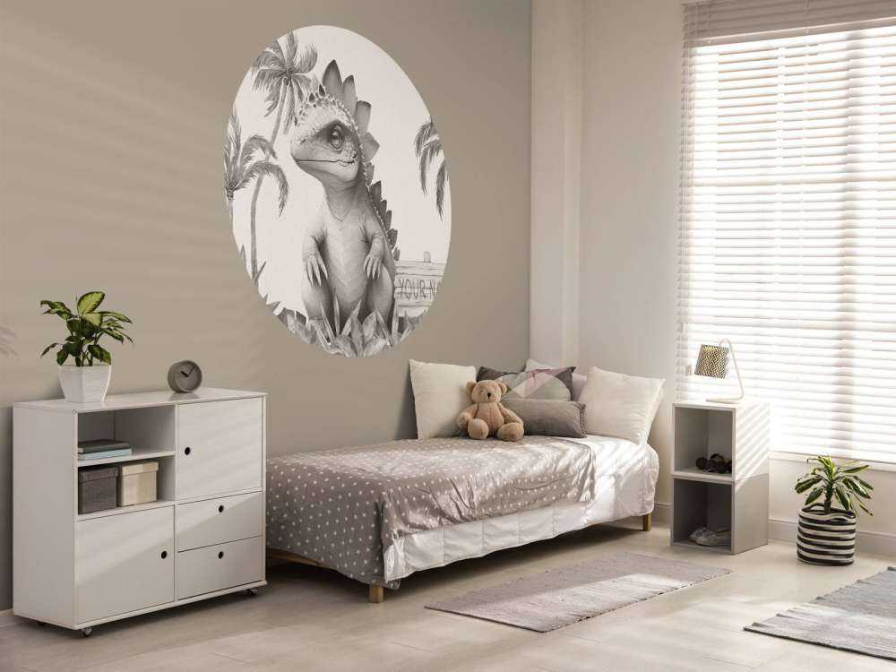 Baby stegosaurus in de jungle beige