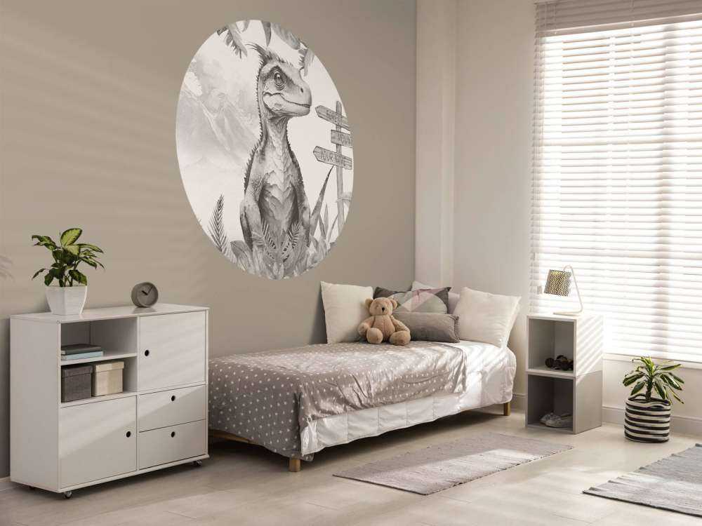 Baby velociraptor in de jungle beige