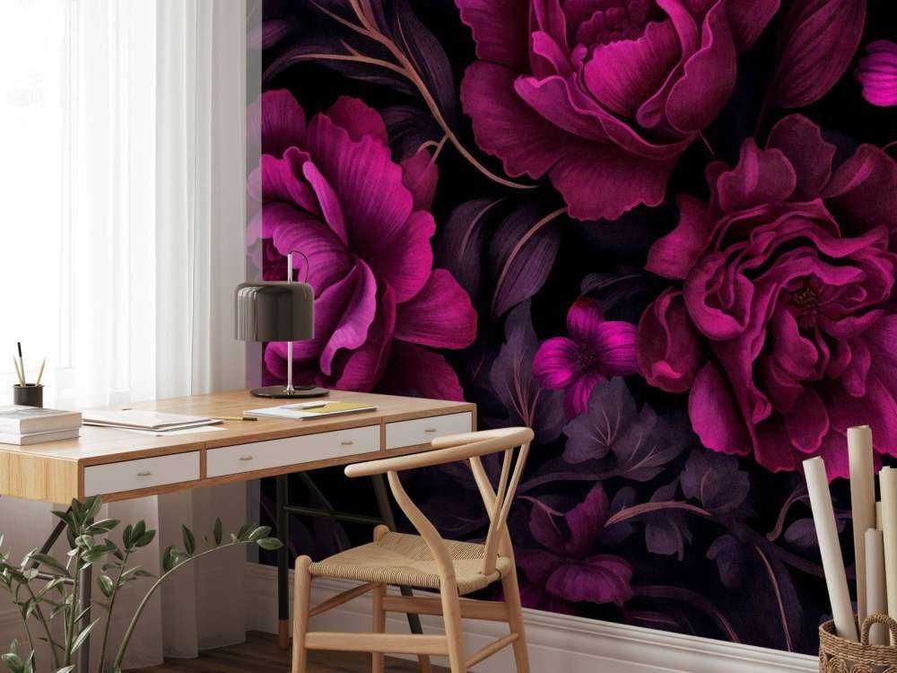 Velveteen dark moody flowers fuchsia pink