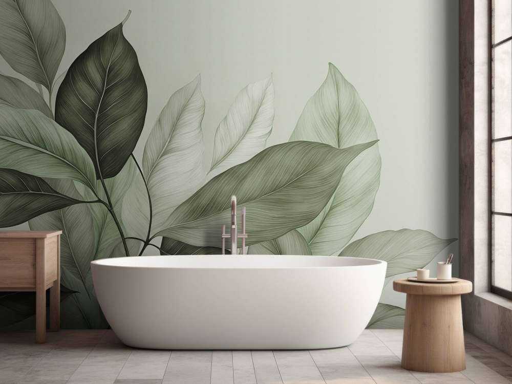Soft botanical foliage green tranquility