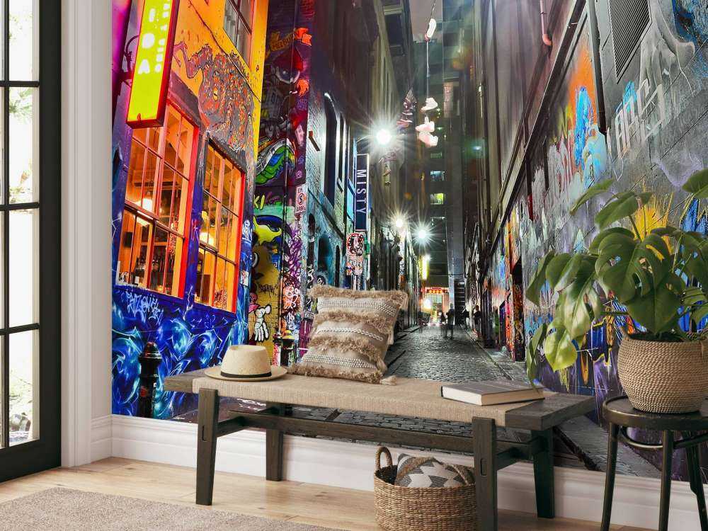 Straat met graffiti