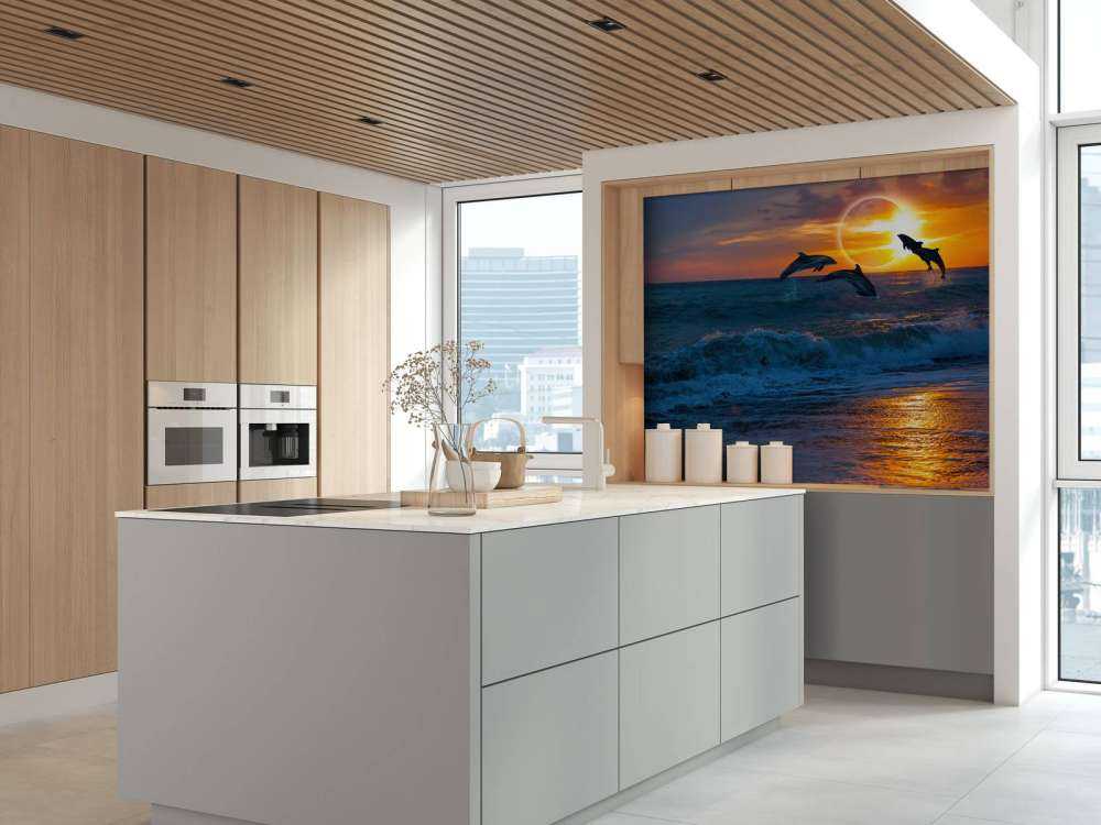 Dolfijnen met zonsondergang