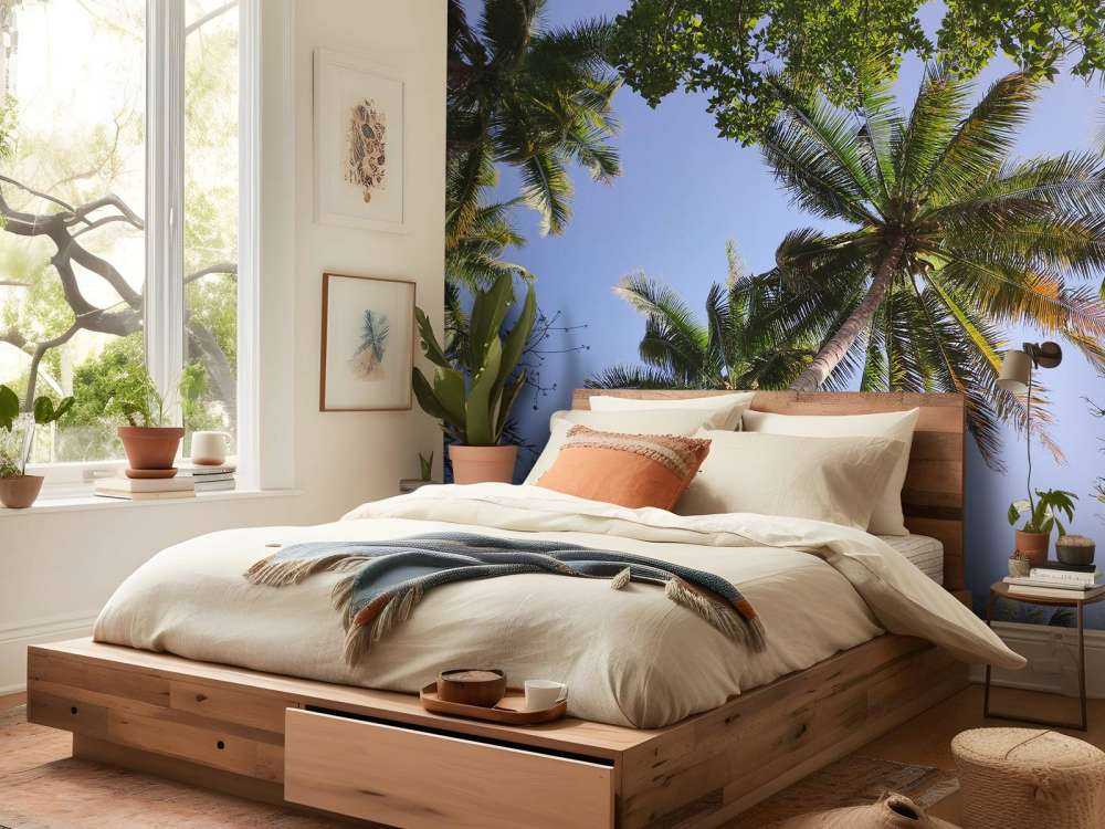 Palmbomen van onderaanzicht