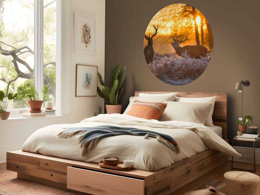 Herten bij zonsondergang