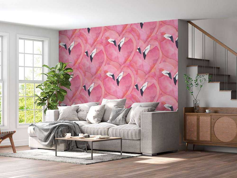 Waterverf flamingo's