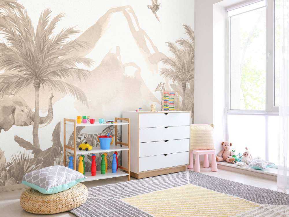 Jungle dieren in taupe