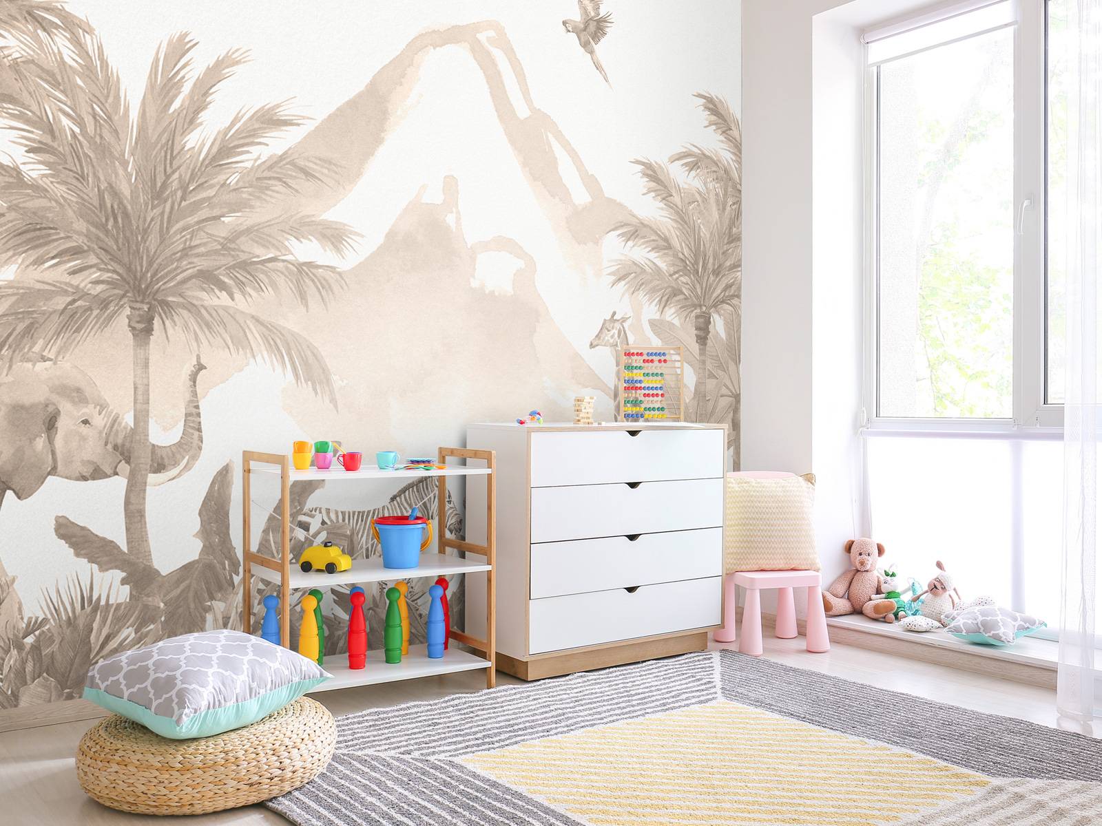 Jungle dieren in taupe