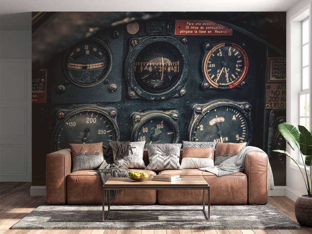 Vintage vliegtuigcockpit detail