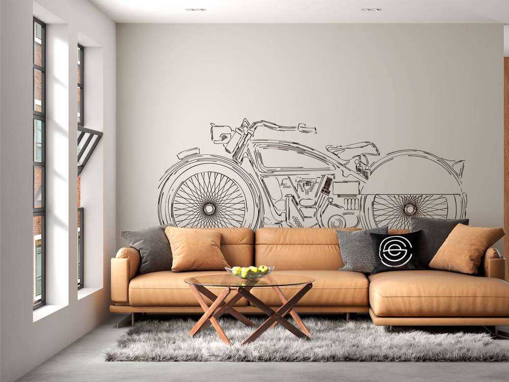 Getekende vintage motor