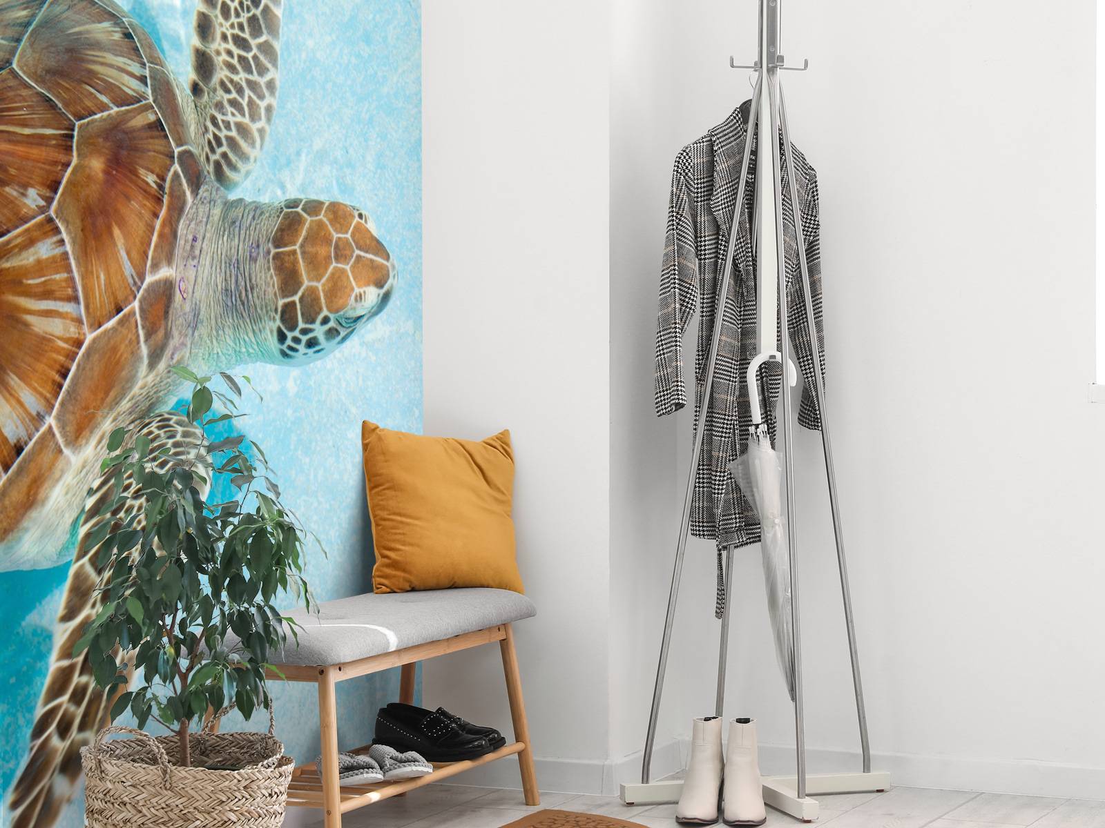 Schildpad in het water - Fotobehang, image size:1600x1200