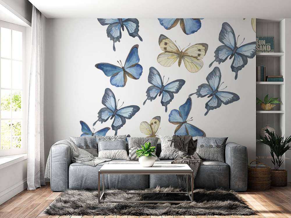 Aquarel van vlinders met een witte achtergrond