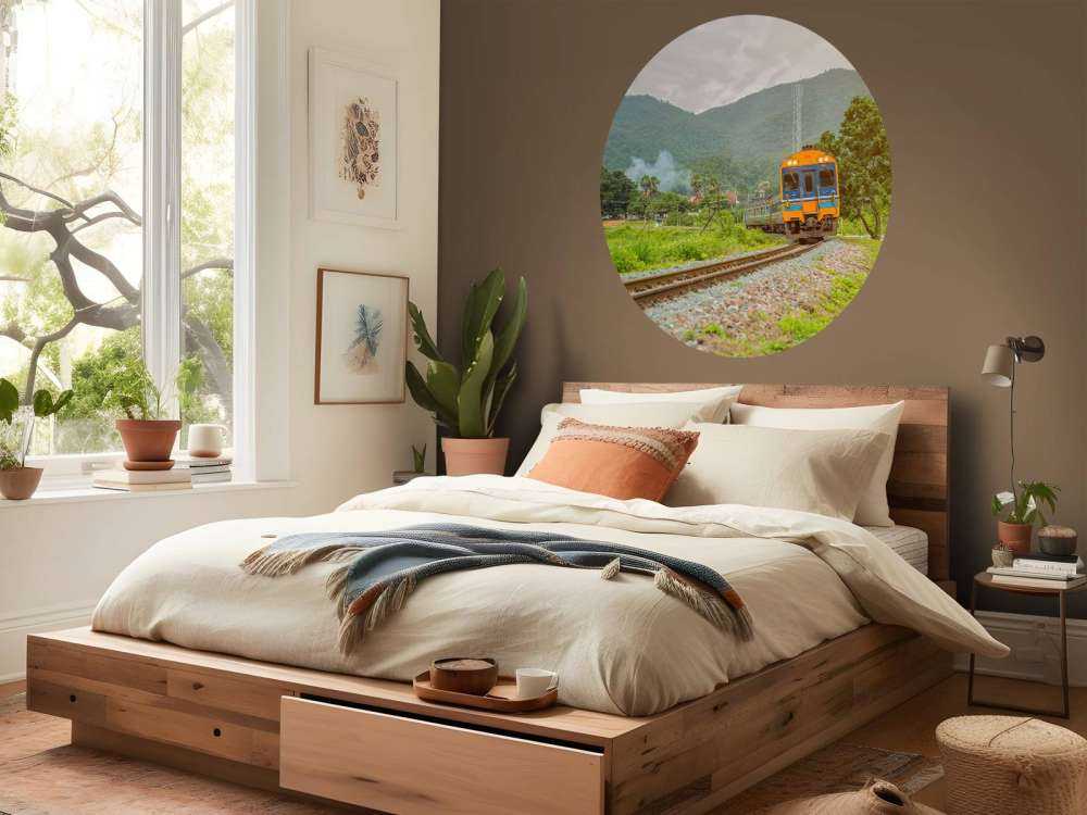 Trein door een dorpje in Thailand