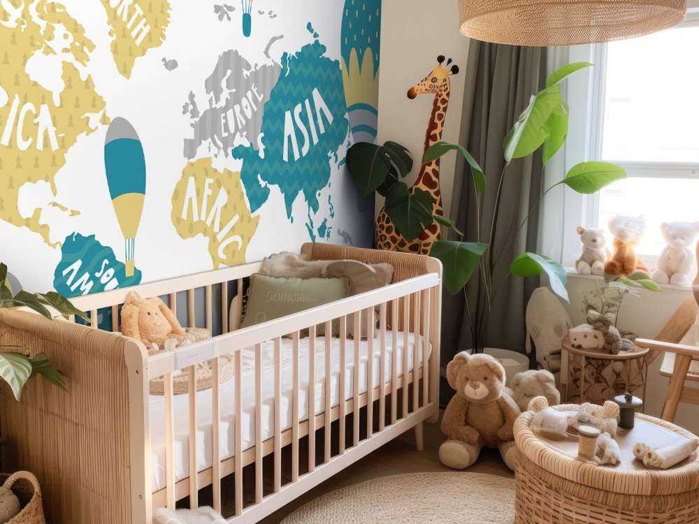 Wereldkaart met luchtballonnen