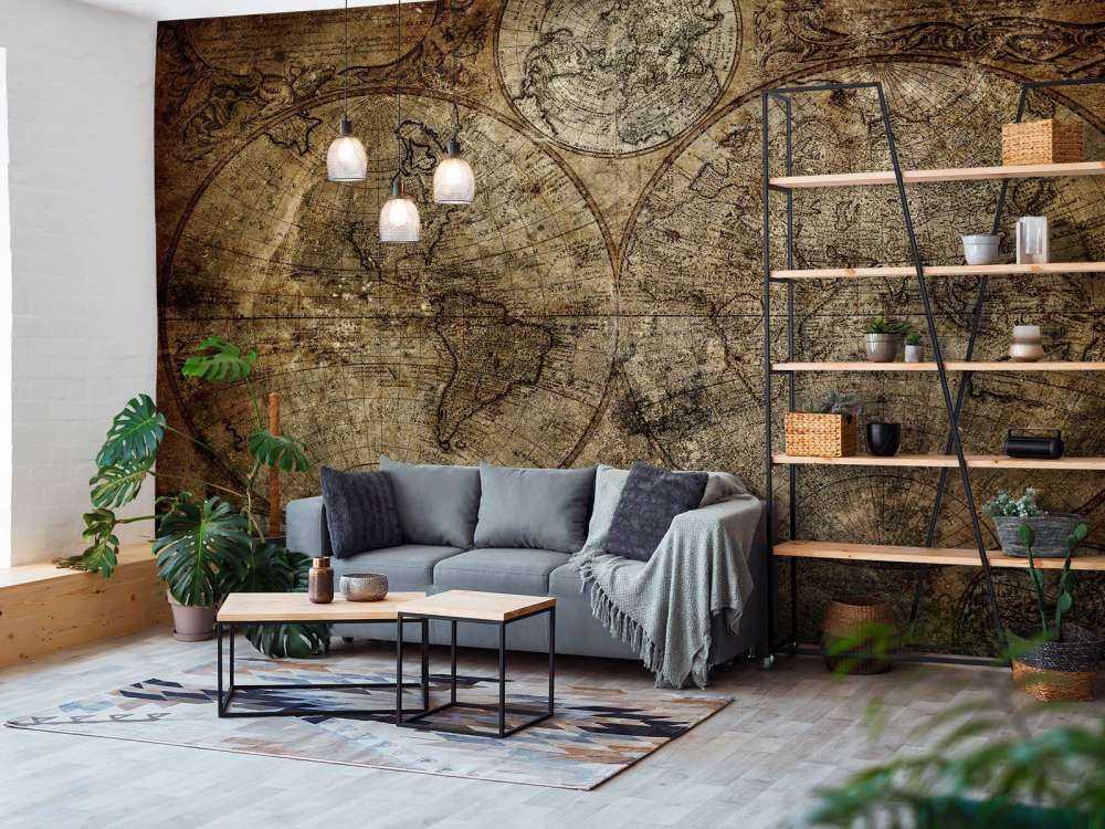 Oude verschroeide wereldkaart