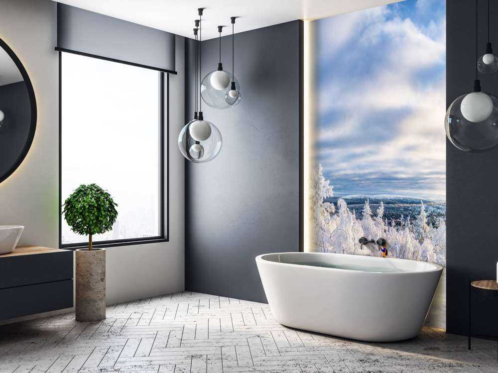 Skiër in een ingesneeuwd bos