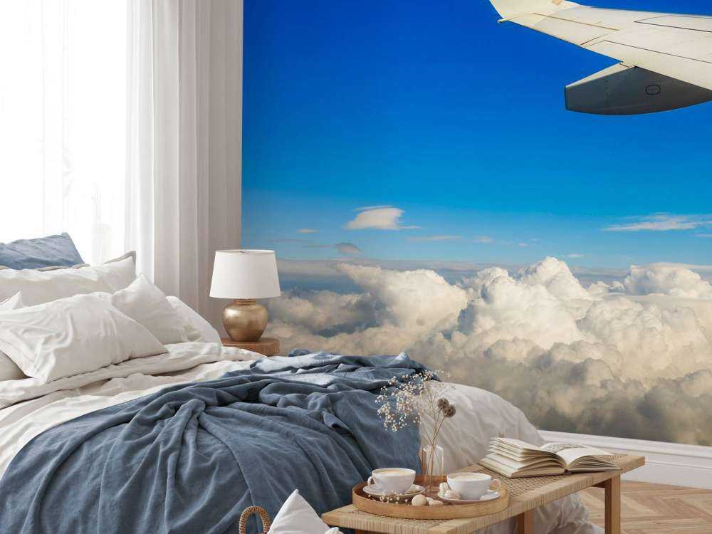 Prachtige wolken vanuit een vliegtuigraam