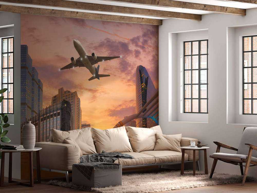 Vliegtuig boven Bangkok