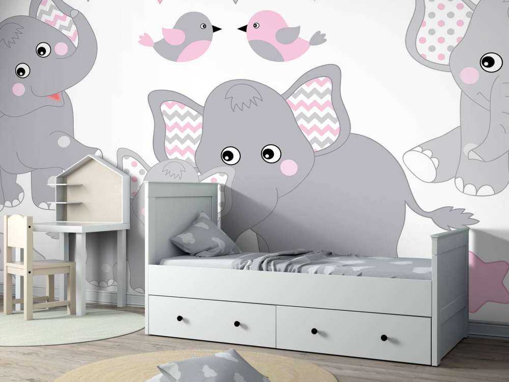 Olifanten en vogeltjes met slingers