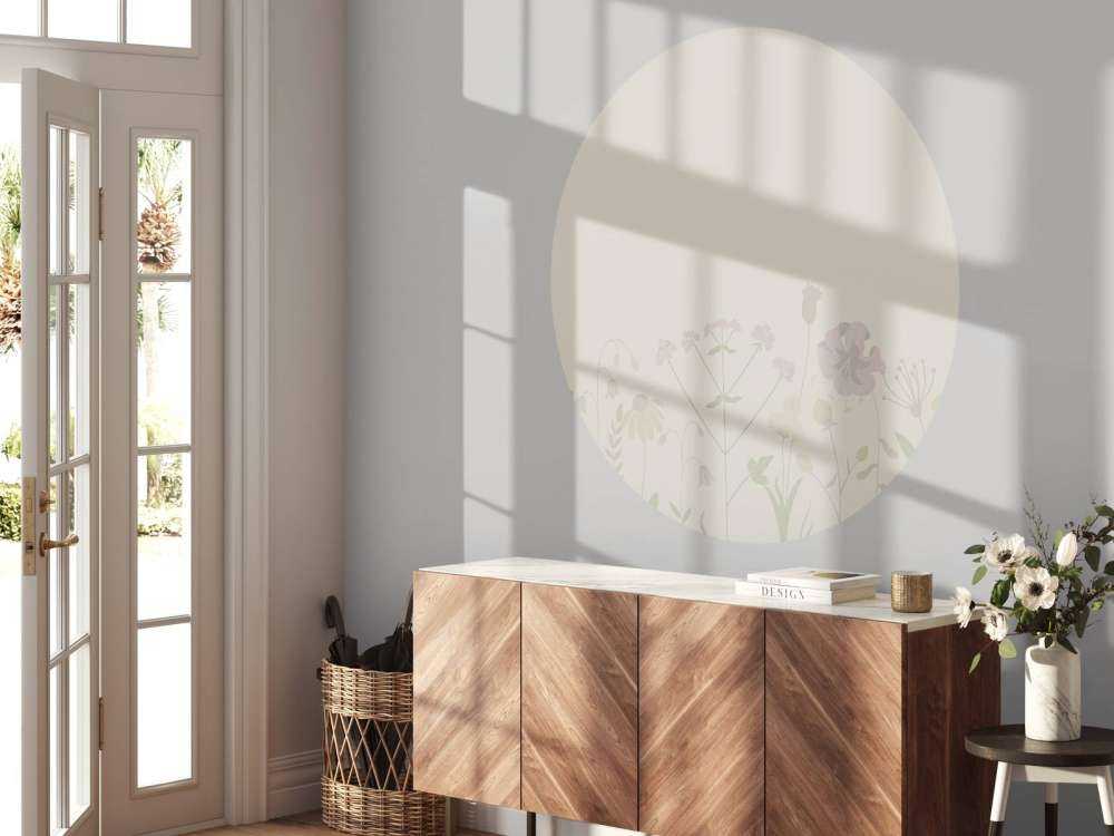 Bloemenveld beige en oud roze