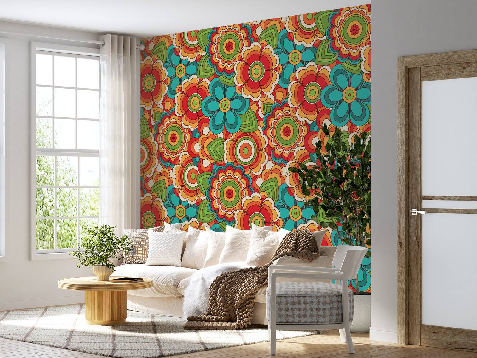 Kleurrijke retro bloemen