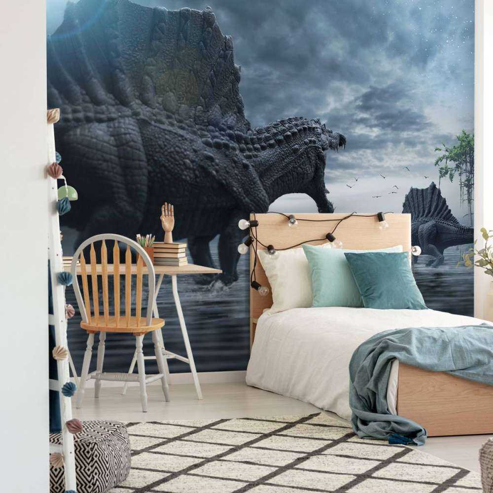 Spinosaurus groep in een jachtgebied