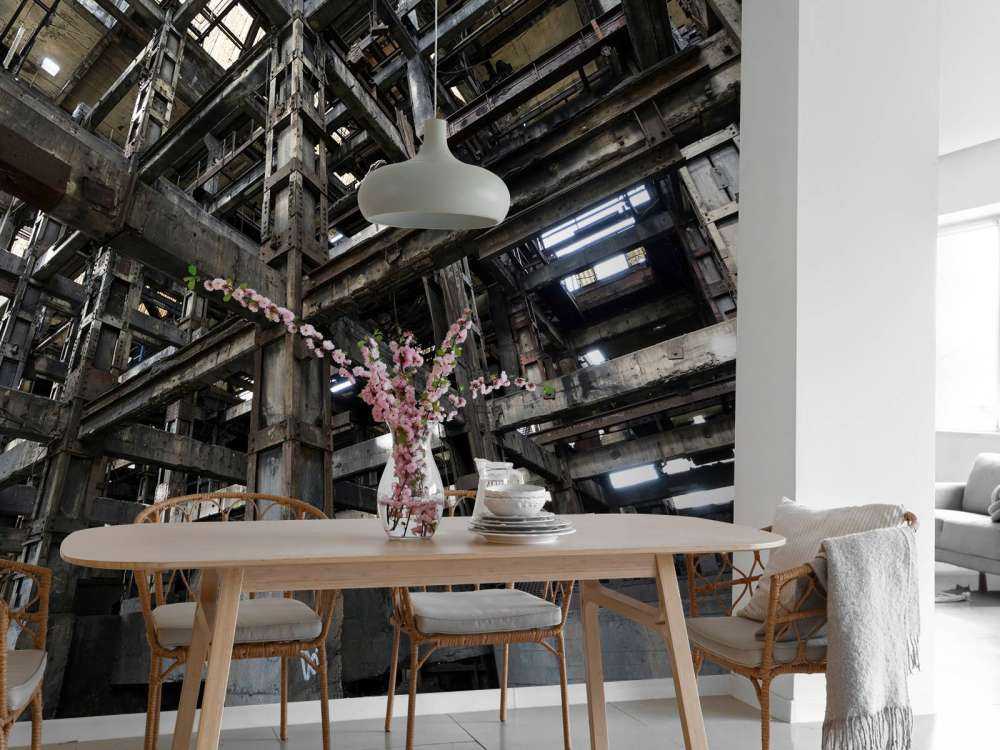 Oude verlaten kolenwashuis