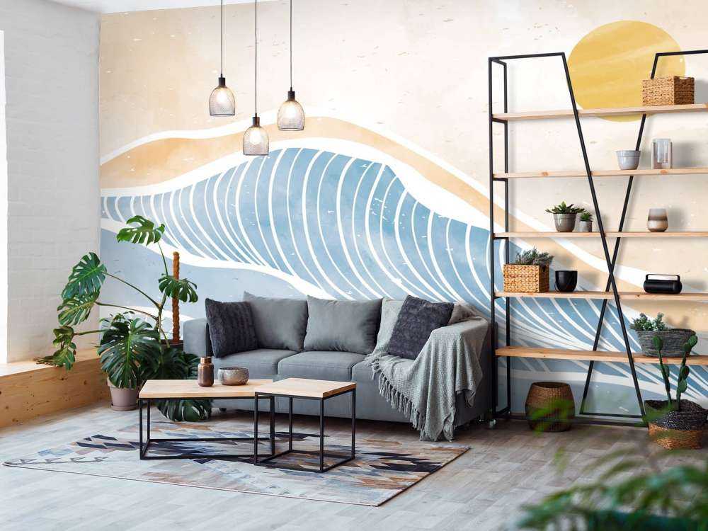 Blauwe golven voor de zon