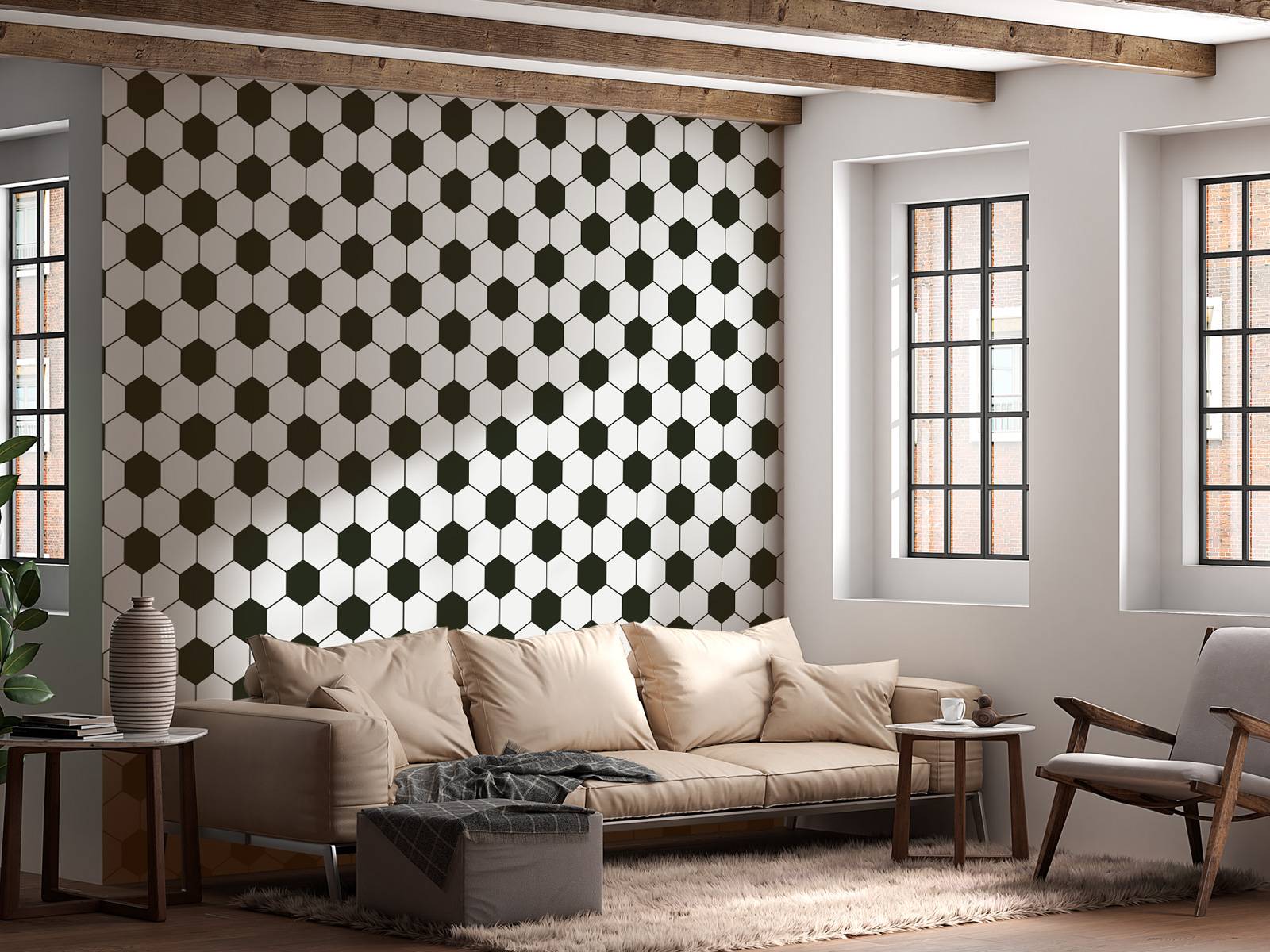 Zwart-witte geometrische veelhoeken