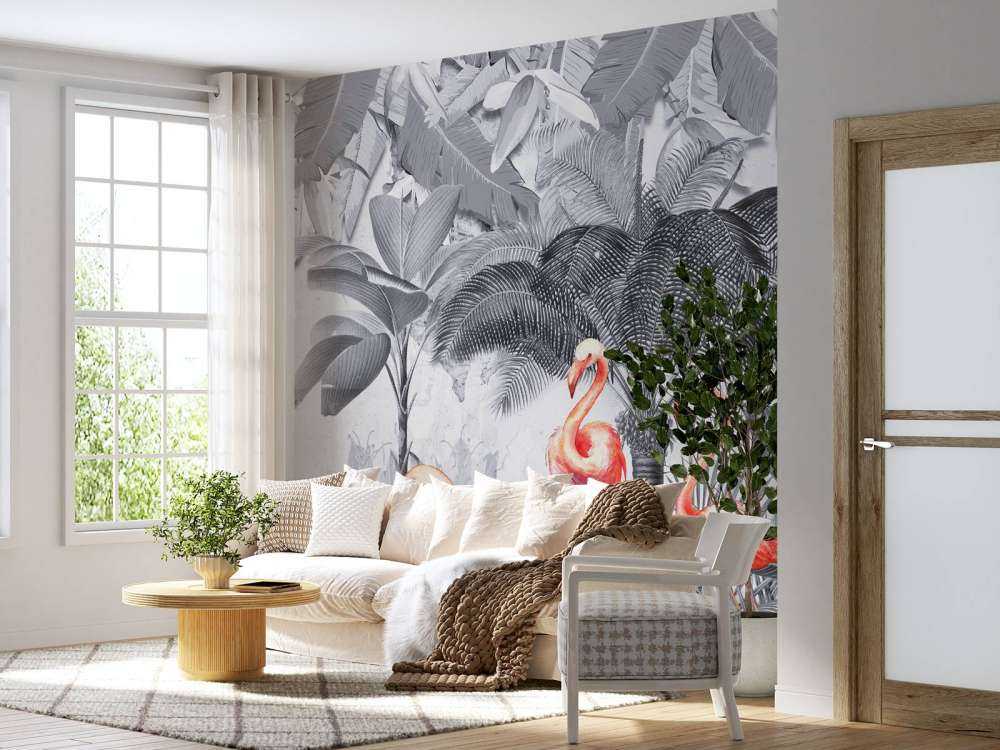 Jungle met flamingo's