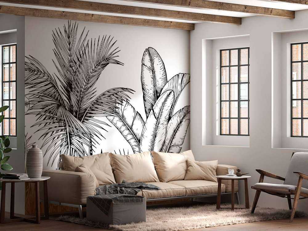 Tropische zwart-witte planten