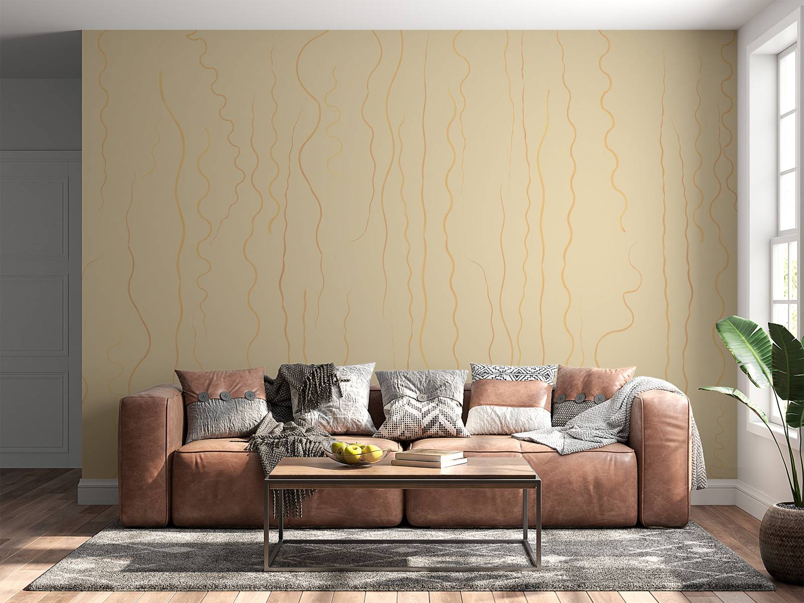 Organische lijnen gras beige II