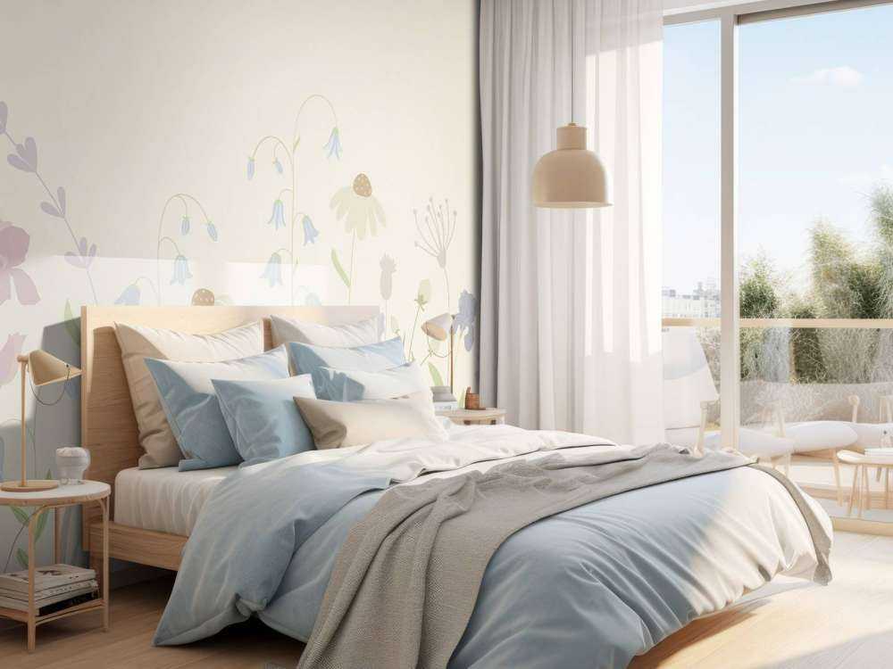 Bloemenveld hoog zand, oud roze, groen en lila