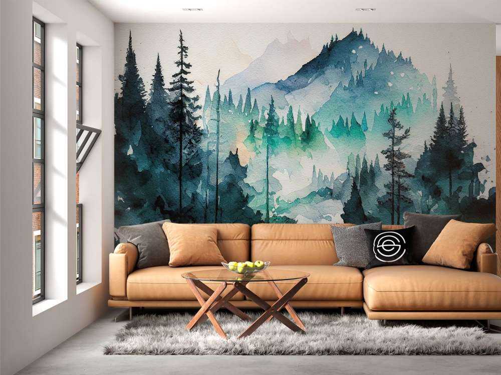 Bos in aquarel kleuren
