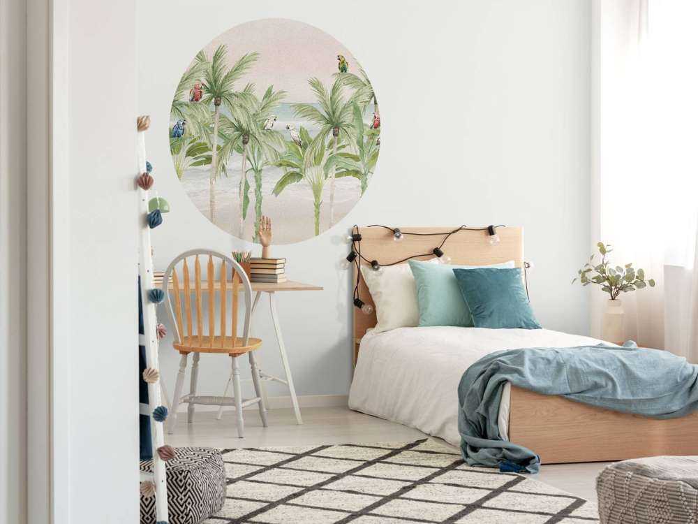 Papegaaien op het strand in kleur