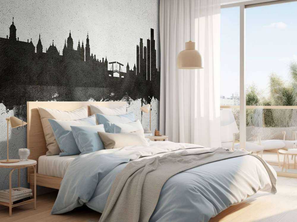 Waterverf skyline, Amsterdam