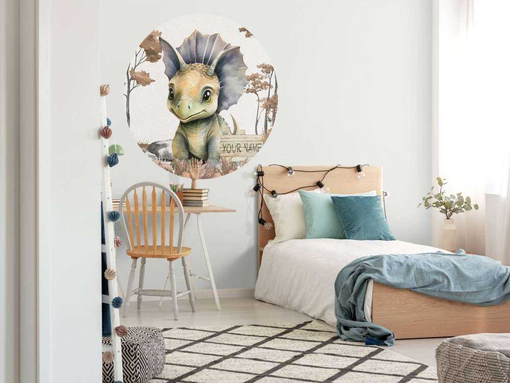 Baby triceratops in de jungle taupe