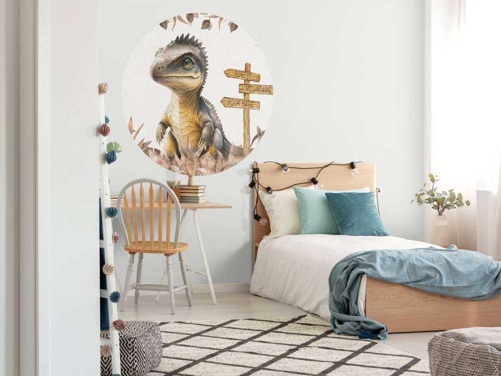 Baby spinosaurus in de jungle taupe