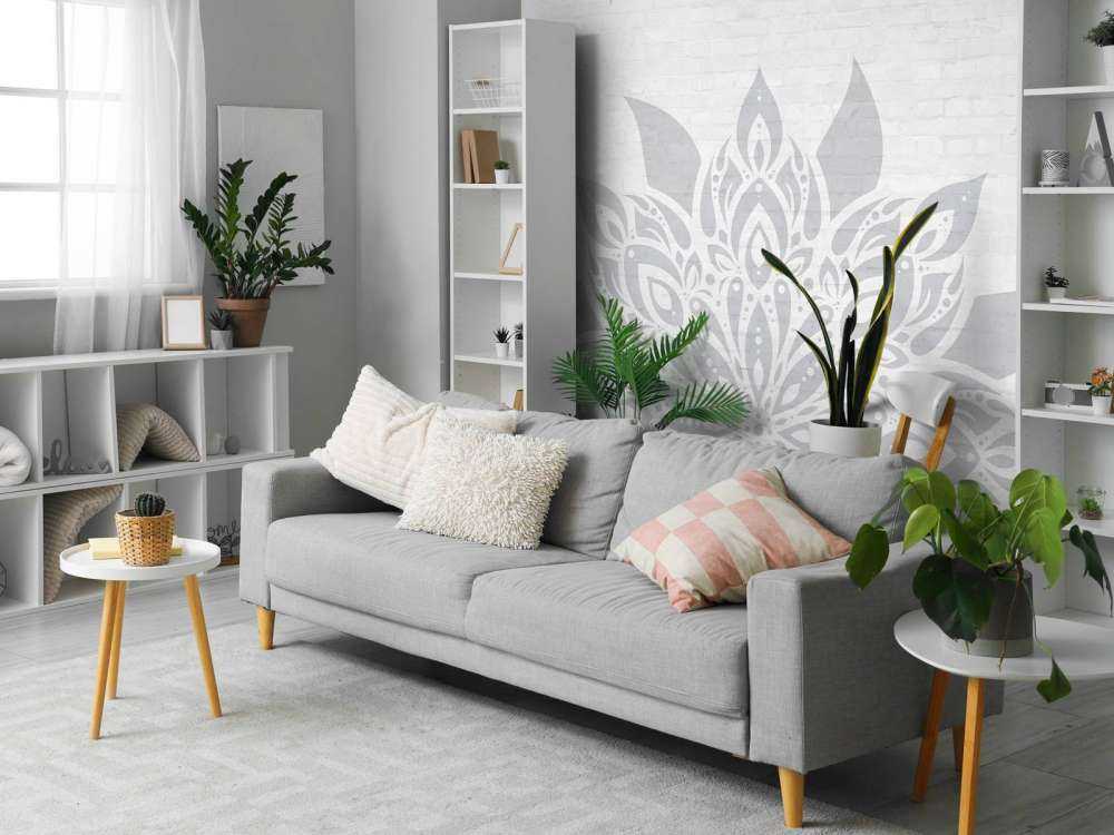 Lichtgrijze Mandala Op Baksteen