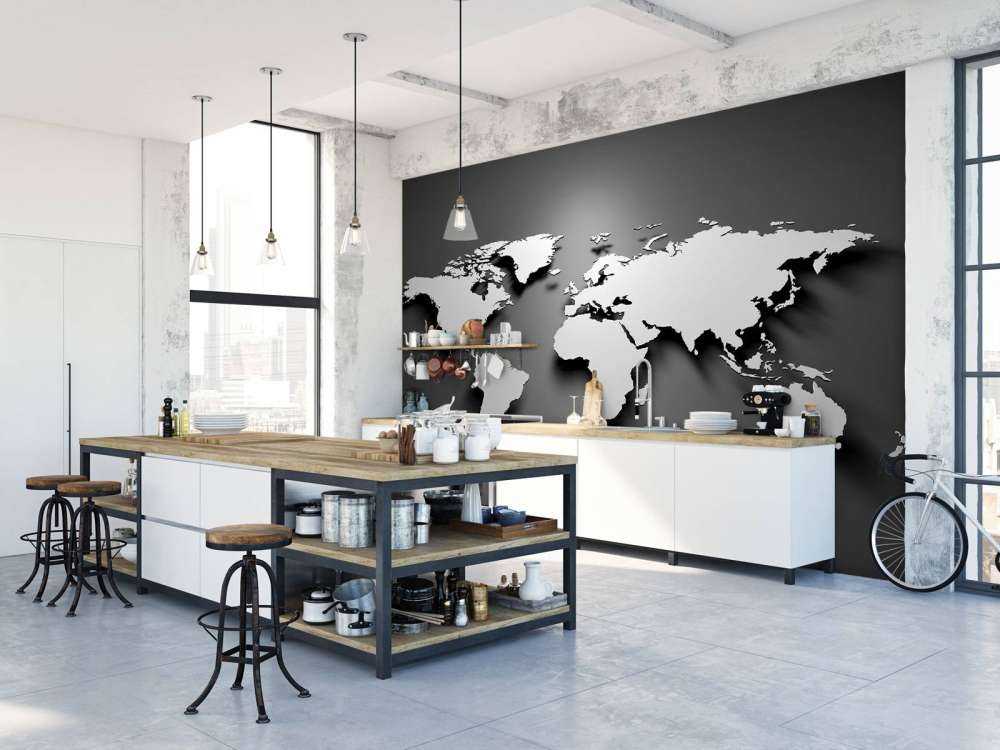 3D Wereldkaart zwart