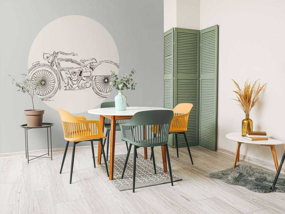 Getekende vintage motor