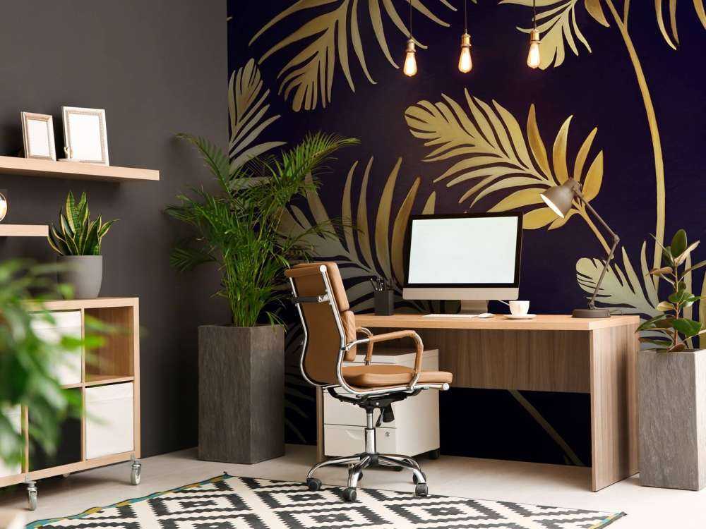 Golden leaves on dark Copper